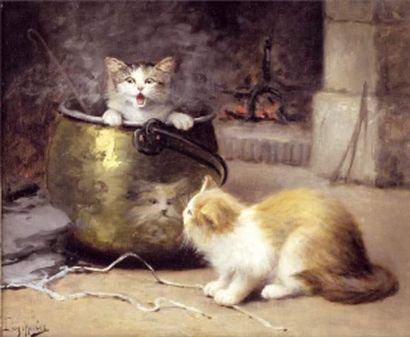null Léon Charles HUBER (1858-1928)
Jeu de chatons
Peinture sur toile.
Signée en...