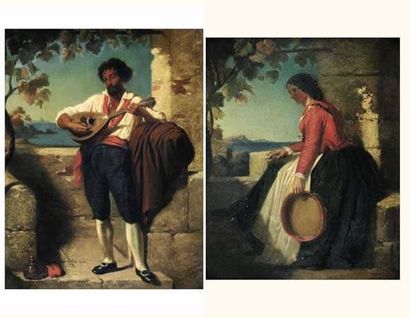 null Dominique-Louis PAPETY
(1815-1849)
Gitan
Gitane
Paire de toiles, sur leurs toiles...