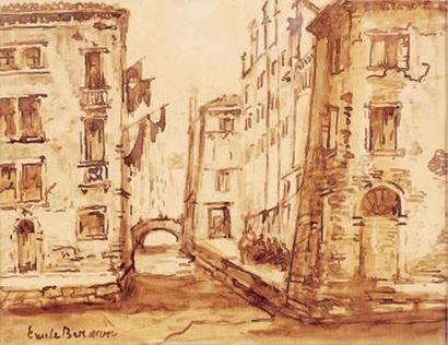 Émile BERNARD (1868-1941)
Venise, un canal
Lavis...