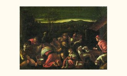 null École ITALIENNE du XVIIe siècle, suiveur de BASSANO
Bergers dans un paysage
Toile.
19,5...