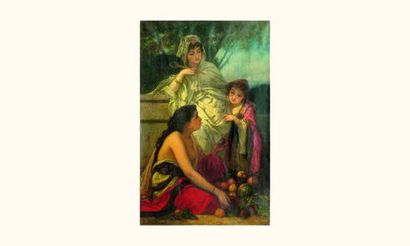 null Louis DEVEDEUX (1820-1874)
Orient : la marchande de fruits
Huile sur toile,...
