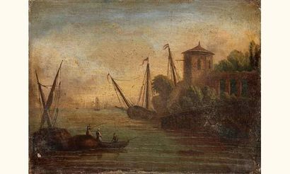 null DURAND (actif en France à la fin du XVIIIe siècle)
Pêcheurs dans une barque
Toile,...