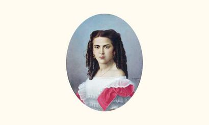null Marie Alexandre ALOPHE, dit “MENUT”
(Paris 1812-1883)
Portrait de jeune élégante
Huile...