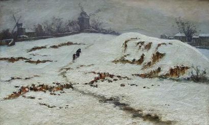 null École FRANCAISE du XIXe siècle
Moulin dans la neige
Huile sur toile (restaurations).
73...