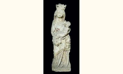 Importante Vierge à l'Enfant en calcaire...