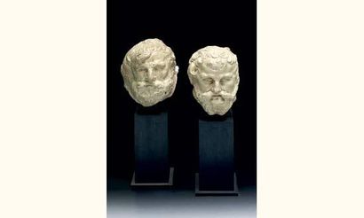 Deux têtes d'apôtres en pierre calcaire sculptée.
De...