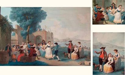 null Alessandro D'ANNA (Palerme 1746 - Naples 1810)
Fête dans une auberge de Mergellina
Gouache.
55...