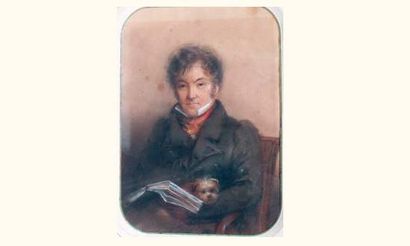 null Attribué à Jules BOILLY (1796-1874)
Portrait d'homme au petit chien
Fusain et...