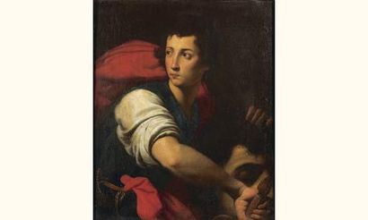 null Attribué à Francesco CURRADI (1570-1661)
David et la tête de Goliath
Toile .
73...