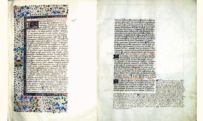 null MANUSCRIT. La Charte du Roy Louis ottroiée aux gens du duché de Normandie. in-folio,...