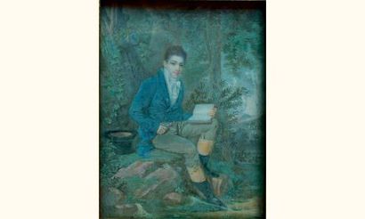 null École FRANÇAISE du 1er tiers du XIXe siècle (*)
		
Jeune homme assis en forêt...