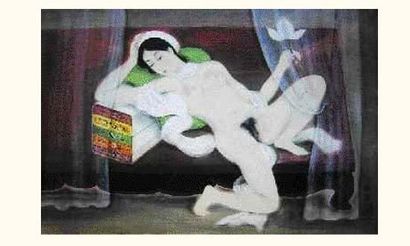  LÊ PHÔ (1907-2002) 

Peinture sur soie représentant derrière un voile transparent... Gazette Drouot