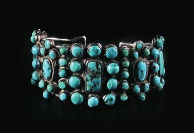 Bracelet - Zuni Argent et turquoise Bracelet...