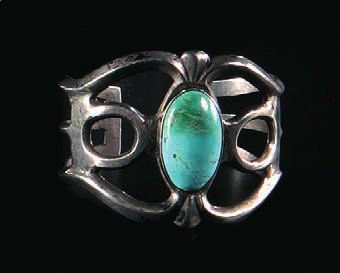 null Bracelet de femme - Navajo Années 60 Argent et turquoise Bracelet en argent...