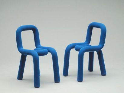 Big-Game Prototype Paire de chaises «Bold» à assise, dossier et piétement tubulaire...