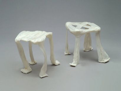 Isabelle Leijn (1964-) / Il Studio (c) Prototypes Paire de tabourets à assises de...