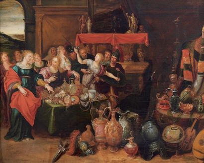 École Flamande du XVIIe siècle atelier de Frans Francken Achille parmi les filles...
