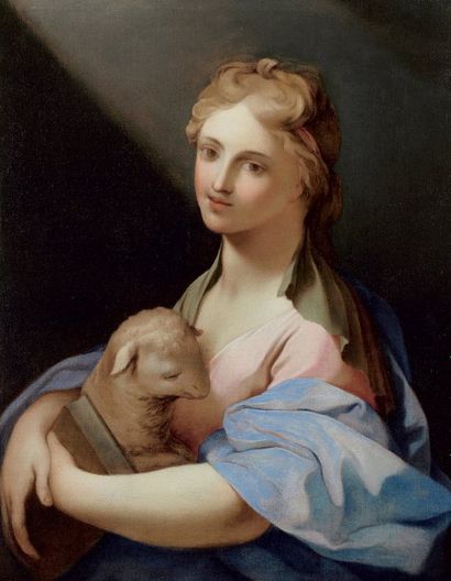 Lubin Baugin (Pithiviers 1610 - Paris 1663) Sainte Agnès Toile. H_72 cm L_59 cm