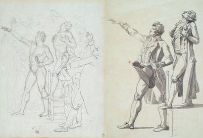 Jacques-Louis David (Paris 1748 - Bruxelles 1825) Deux études pour le Serment du...