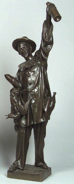 Marcel Debut (d'après / naar) Pierrot. Bronze patiné / Gepatineerd brons. H_103 cm...