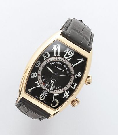 FRANCK MULLER "BIG BEN GTM". Montre de poignet en or jaune. Cadran noir, chiffres...