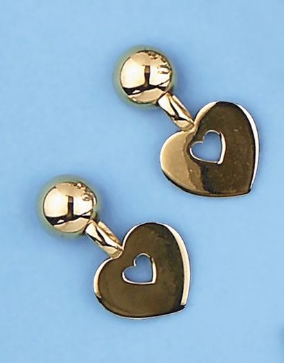 null Paire de boucles d'oreilles "Coeur" en or jaune. Signées POIRAY N° 609 76. P....