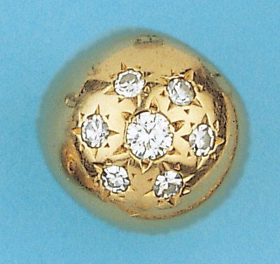 null Bague "Boule" en or jaune ornée de sept diamants taillés en brillant. P. 9,...