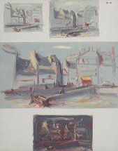 Jean HÉLION (1904-1987) Belle-île, planches (1964) Huile sur toile Monogrammée et...