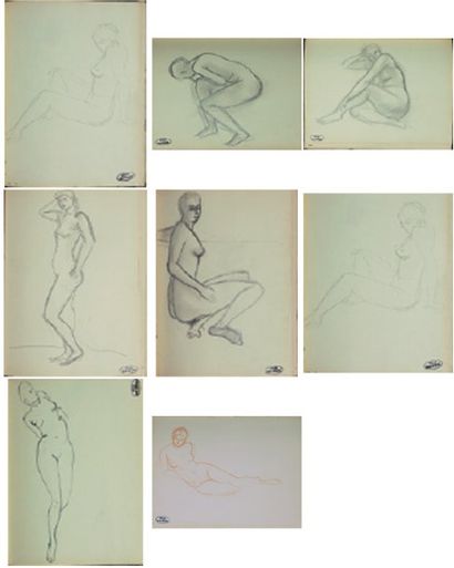 André DERAIN (1880-1954) Carnet de croquis : nus féminins Crayon et sanguine 108...