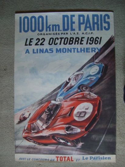 BELIGOND 1000 KM de Paris 1961. 58 x 39.Affiche non entoilée.