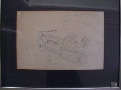 GEO HAM Accident de Ruggieri à Pau en 1947. 20 x 30. Esquisse au crayon bleu portant...
