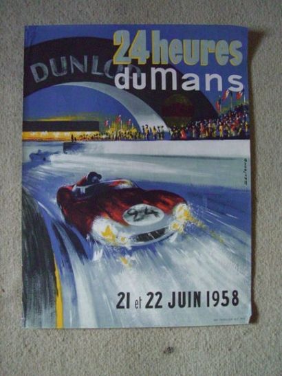 BELIGOND 24 Heures du Mans 1958. 38 x 29.Affiche non entoilée.