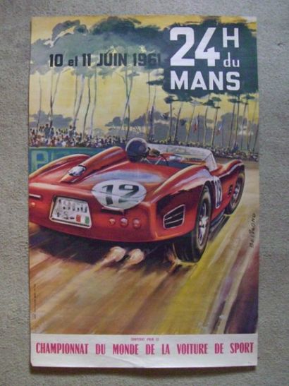 BELIGOND 24 Heures du Mans 1961. 60 x 40. Affiche non entoilée.