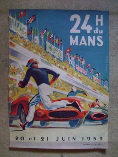 BELIGOND 24 Heures du Mans 1959. 55 x 40. Affiche non entoilée.