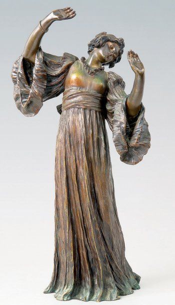 AGATHON LEONARD (1841-1923) "Danseuse au bracelet" Bronze patiné et signé, cachet...