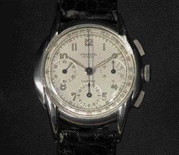 UNIVERSAL GENEVE Compax n°972924 vers 1942. Chronographe bracelet en acier, boîtier...