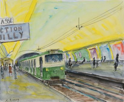 null Le métro
Plume et aquarelle signée en bas à gauche 37 x 45 cm