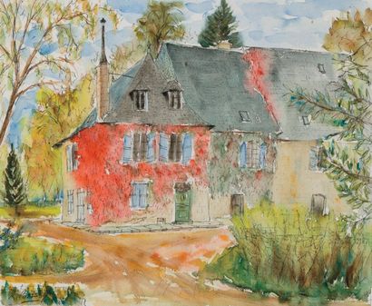 null Château à Treignac, Corrèze, octobre 63
Aquarelle et plume signée en bas à gauche...