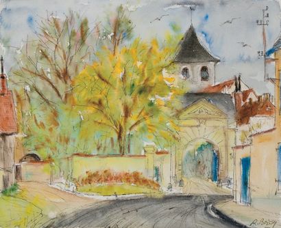 null Neauphle-le-Vieux, octobre 63
Plume et aquarelle, signée en bas à droite 37...