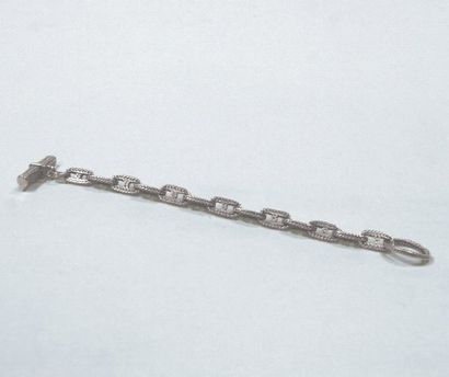 HERMES Paris Bracelet "Vendôme" en argent gravé à motif d'épis. Poids: 46,3 g en...