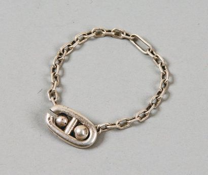 HERMES Paris Porte-clefs en argent, fermoir reprenant le maillon du bracelet "Chaîne...