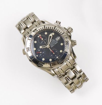 OMEGA «SEAMASTER CHRONOGRAPH» Bracelet montre chronographe en acier. Cadran bleu...