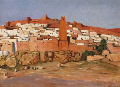 Maurice BOUVIOLLE (1893-1971) Beni-Isguen (Ghardaïa). Huile sur toile, signée en...