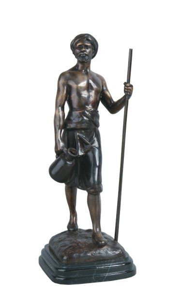 D'après Jean Didier DEBUT (1824-1893) Le porteur d'eau. Epreuve en bronze à patine...