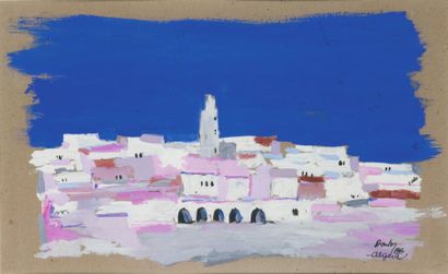 Henry PONTOY (1888-1968) Vue de Ghardaïa. Gouache, signée, située et datée « Algérie,...