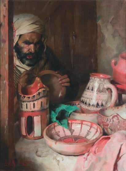 Max MOREAU (1902-1992) Le Potier tunisien. Huile sur toile, signée et datée « 1938...