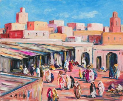 Bruno RETAUX (XXème siècle) « Marchés au Maroc » - « Porte au Maroc »- « Rue au Maroc...