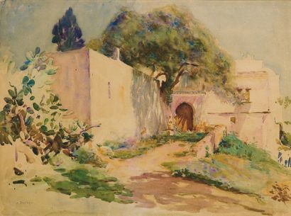 Jean DUTEY (1897-1954 ) La maison orientale. Aquarelle, signée en bas à droite. 50,5...