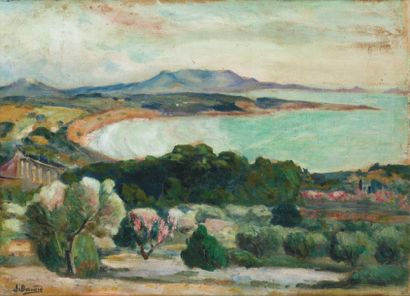 Louis Michel BERNARD (1885-1962) Le Golf de Carthage - Tunisie. Huile sur toile,...