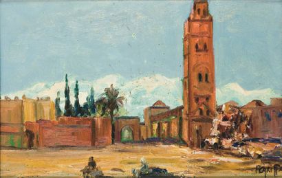 Francis CARIFA (1890-1975) Marrakech. Huile sur panneau, signée en bas à droite....